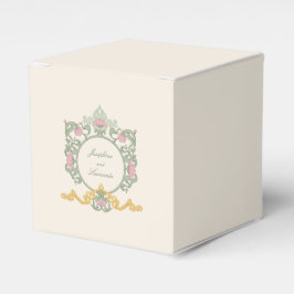 Elegante saliegroen en goud Art Nouveau Bedankdoosjes