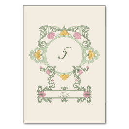 Elegante saliegroen en gouden art nouveau kaart