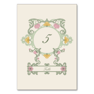 Elegante saliegroen en gouden art nouveau kaart