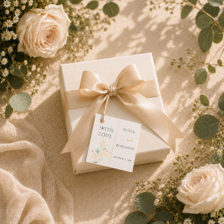 Elegante Saliegroen Gouden Botanische Met Liefde Bedankjes Labels