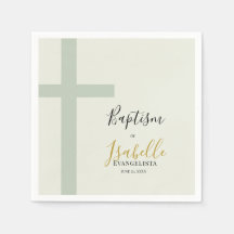 Elegante Saliegroen Gouden Minimale Kruis Doop