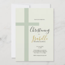 Elegante Saliegroen Gouden Minimalistische Kruis D