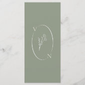 Elegante Saliegroen Minimalistische Boho Bloemen B Menu (Achterkant)