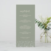 Elegante Saliegroen Minimalistische Boho Bloemen B Menu (Staand voorkant)