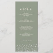 Elegante Saliegroen Minimalistische Boho Bloemen B Menu (Voorkant)