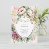 Elegante Saliegroen Romantische Rustieke Bruiloft Kaart (Staand voorkant)