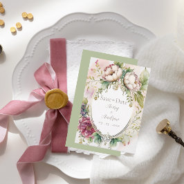 Elegante Saliegroen Romantische Rustieke Save The  Save The Date