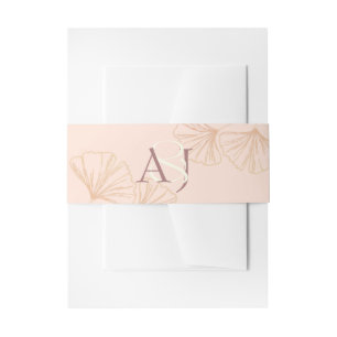 Elegante Saliegroen & Roze Roze Ginkgo Bruiloft Uitnodigingen Wikkel