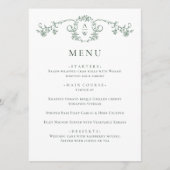 Elegante saliegroen vintage tuinvloemen bruiloft menu (Voorkant)