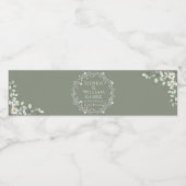 Elegante saliegroen waterfles etiket (Enkel label)