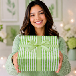 Elegante Saliegroene Aquarel Strepen Cadeaupapier