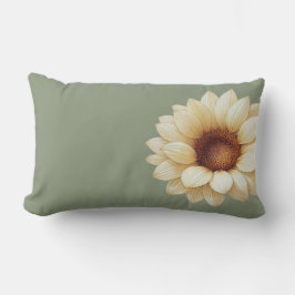 Elegante Saliegroene Aquarel Zonnebloem Kussen