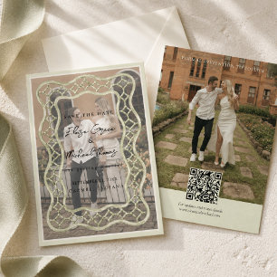 Elegante Saliegroene Aquarelrand Foto  Save The Date