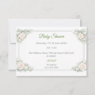 Elegante saliegroene babyshower RSVP-kaart RSVP Kaartje