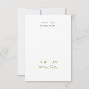 Elegante saliegroene & beige huwelijksplaatskaart kaart