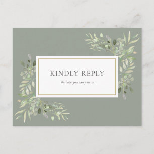 Elegante saliegroene beplanting trouw-RSVP Uitnodiging Briefkaart