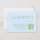 Elegante Saliegroene & Blauwe QR Code RSVP Kaart (Voorkant)