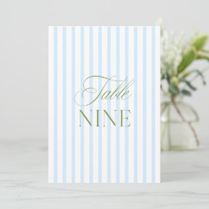 Elegante Saliegroene & Blauwe Trouwtafel Nummer  Kaart