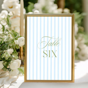 Elegante Saliegroene & Blauwe Trouwtafel Nummer Kaart