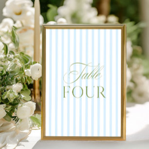 Elegante Saliegroene & Blauwe Trouwtafel Nummer Kaart