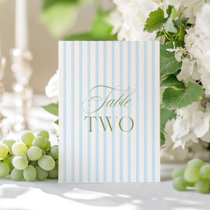 Elegante Saliegroene & Blauwe Trouwtafel Nummer Tw Kaart