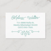 Elegante Saliegroene Bloei Chic Monogram Vintage Visitekaartje (Achterkant)