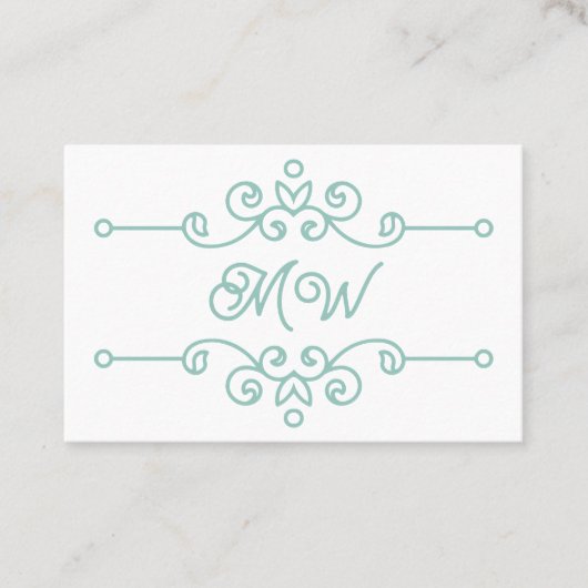 Elegante Saliegroene Bloei Chic Monogram Vintage Visitekaartje (Voorkant)