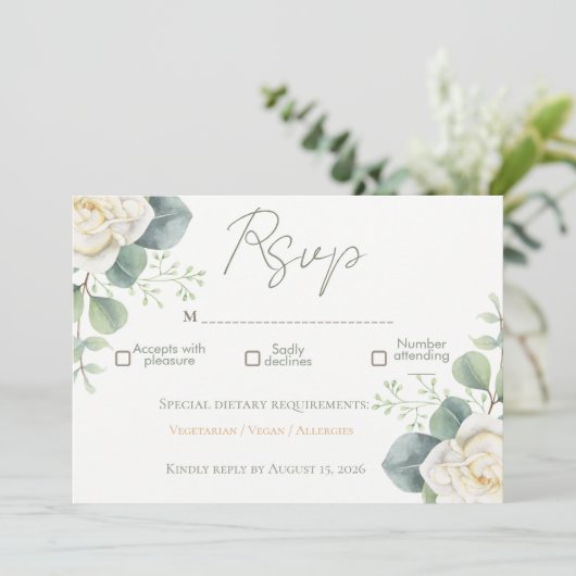 Elegante Saliegroene Bloemen Kaart (Staand voorkant)