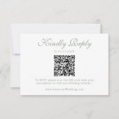 Elegante Saliegroene Bloemencode QR Code Huwelijks RSVP Kaartje (Voorkant)