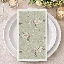 Elegante saliegroene bloemengastendoek voor de bru servet