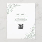 Elegante saliegroene bloemenslinger QR-code bruilo (Achterkant)
