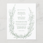 Elegante saliegroene bloemenslinger QR-code bruilo (Voorkant)