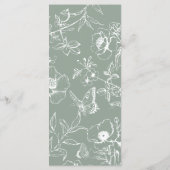 Elegante saliegroene bloemetuin bruiloft plat menu (Achterkant)