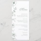 Elegante saliegroene bloemetuin bruiloft plat menu (Voorkant)