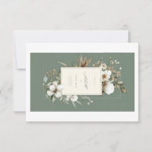 Elegante saliegroene bloemige bedankkaart | Bla