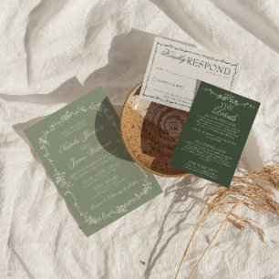 Elegante Saliegroene Bloemige Boho Botanische Trou Kaart