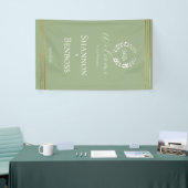 Elegante Saliegroene Bloemige Monogram Bruiloft We Spandoek (Beurs)
