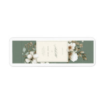Elegante saliegroene bloemige retouradreslabels | 