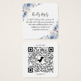 Elegante saliegroene bloemige trouw-RSVP QR-code Vierkante Visitekaartjes