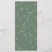 Elegante saliegroene bloemlijn kunst bruiloft menu (Achterkant)