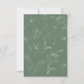 Elegante saliegroene bloemlijn kunst bruiloft save the date (Achterkant)