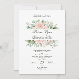 Elegante Saliegroene Blush Bloemenschildering Wate Kaart