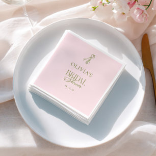 Elegante Saliegroene & Blush Bruiloftsfeest Servet