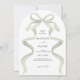 Elegante Saliegroene Boog Monogram Boog Bruiloft Kaart