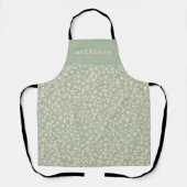 Elegante Saliegroene Botanische Aangepaste Naam Schort (Voorkant)