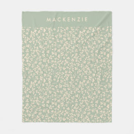 Elegante Saliegroene Botanische Gepersonaliseerde Fleece Deken