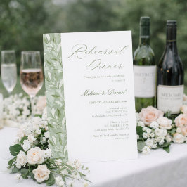 Elegante saliegroene botanische proefdinermiddag kaart
