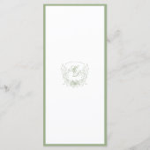 Elegante saliegroene botanische trouw menu (Achterkant)
