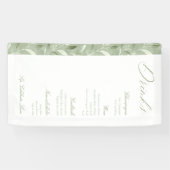 Elegante saliegroene botanische trouwdrankenmenu spandoek (Horizontaal)