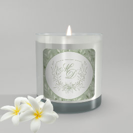 Elegante saliegroene botanische wapen wedding vierkante sticker